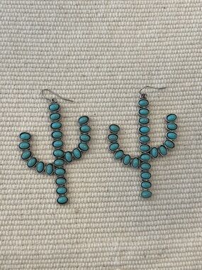 Turquoise Cactus Dangle Earrings